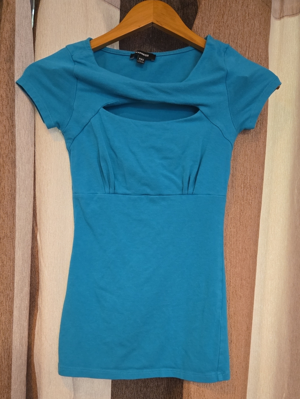 Express Teal Cutout Short Sleeve Tee